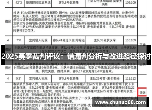 2025赛季裁判评议：错漏判分析与改进路径探讨