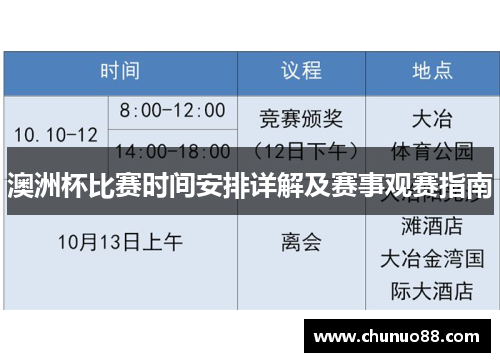 澳洲杯比赛时间安排详解及赛事观赛指南 澳洲杯比赛时间安排详解及赛事观赛指南